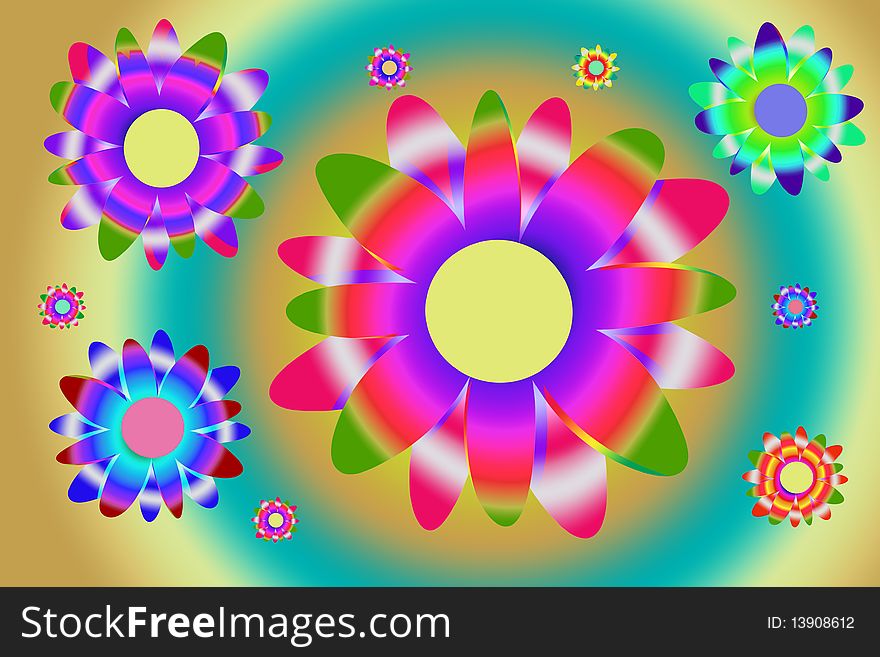 Abstract picture of 10 colorful isolated flowers with clipping path. Abstract picture of 10 colorful isolated flowers with clipping path