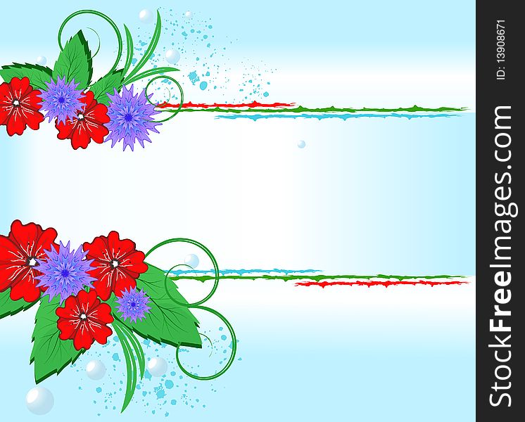 A bouquet of field flowers (poppies and cornflowers) on a combination of background. A bouquet of field flowers (poppies and cornflowers) on a combination of background