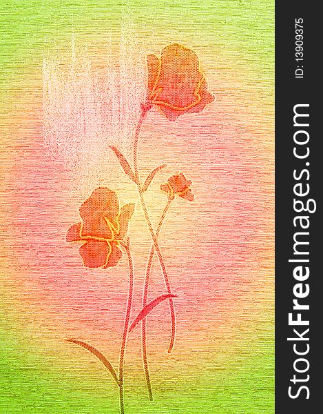 Tenderness poppies on the canvas background. Tenderness poppies on the canvas background.