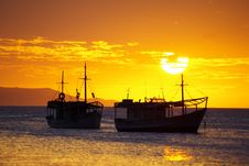 Sunset And Boats Royalty Free Stock Photo Sunset And Boats Royalty Free Stock Photo