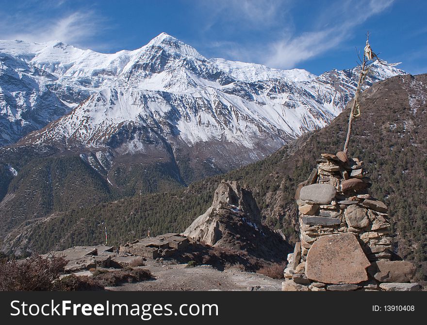 View from Annapurna сircuit trail. View from Annapurna сircuit trail