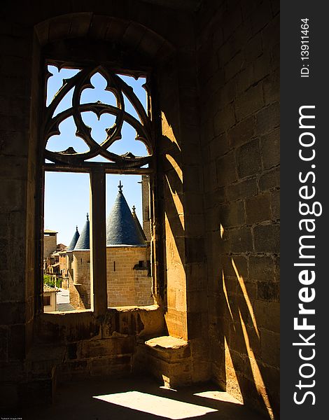 Original window frame in a royal palace in the Rioja region of Spain. Original window frame in a royal palace in the Rioja region of Spain