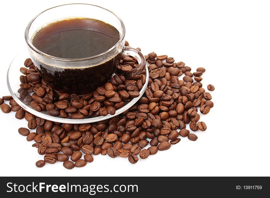 Black coffee on a white background