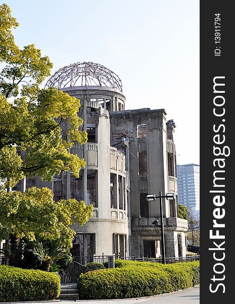 Hiroshima Dome in pale winter light, Hiroshima, Japan. Hiroshima Dome in pale winter light, Hiroshima, Japan