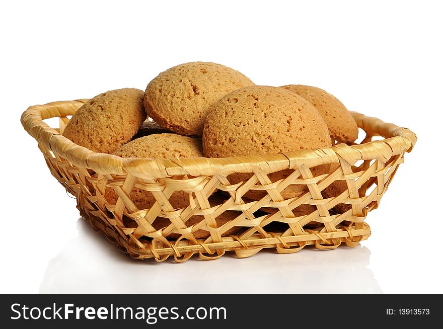 Cookies in a basket isolated on a white background
