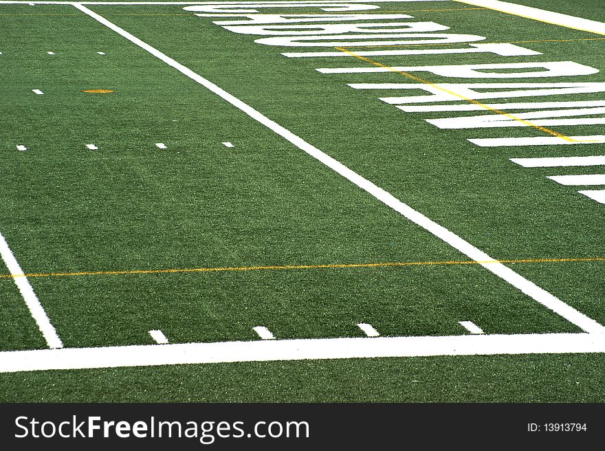 Football stadium with artificial turf.