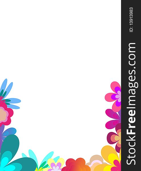 Illustration with color flower frame