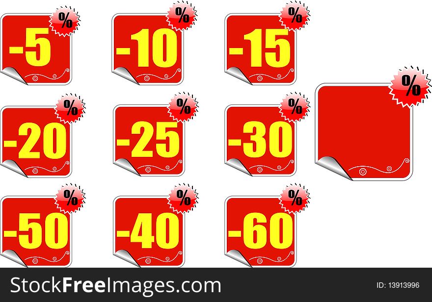 Set of red price tags. Set of red price tags