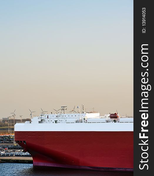 Auto car carrier ship in Harbor