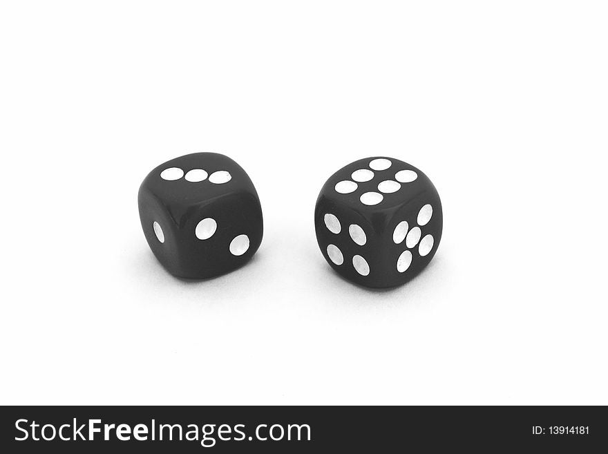 Pair of black dice on white background