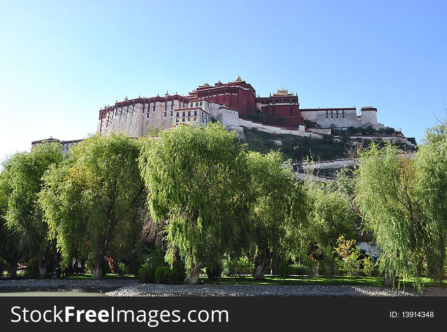 Zong-jiao-lu-kang Park, located in the north of the Potala, in the center of Lhasa city, Tibet, China. The photo was taken after snow on Apr.1,2010. Zong-jiao-lu-kang Park, located in the north of the Potala, in the center of Lhasa city, Tibet, China. The photo was taken after snow on Apr.1,2010.