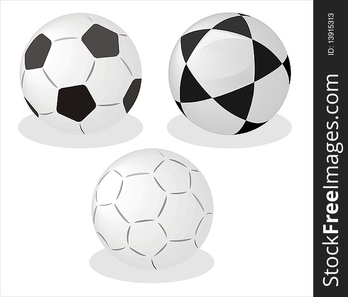 Three  balls for football on white background. Three  balls for football on white background