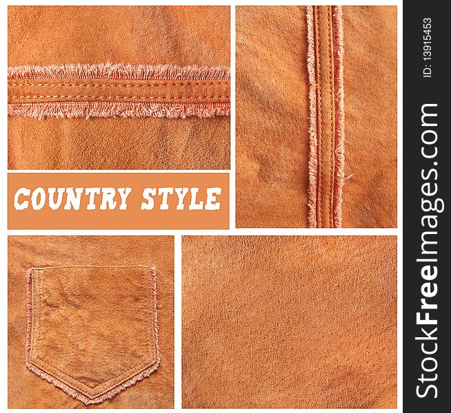 Collection of various backgrounds from velours leather in the country style