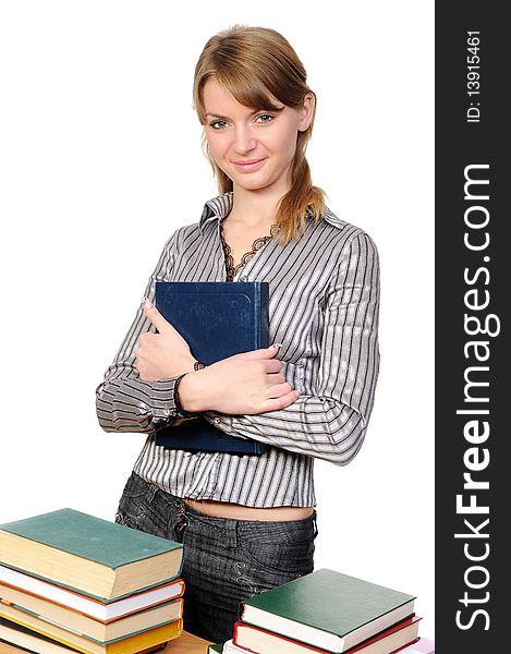 Young Girl With Long Hair And The Book