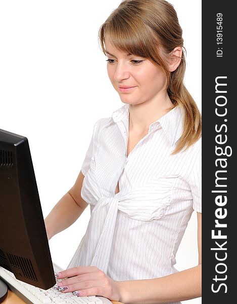 Woman With A Desktop Computer