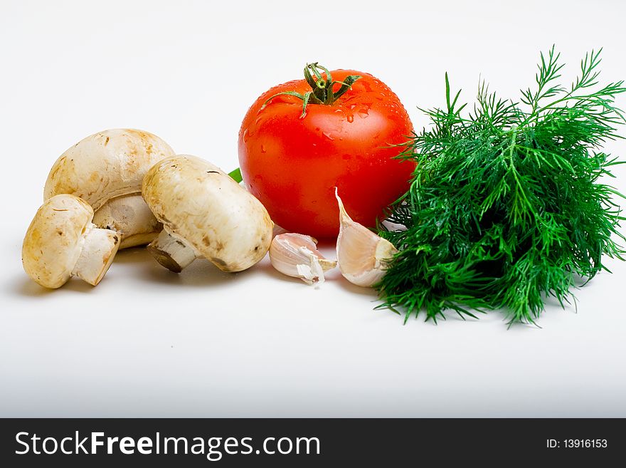 Useful vegetables for health on a white background