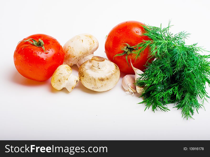 Useful vegetables for health on a white background