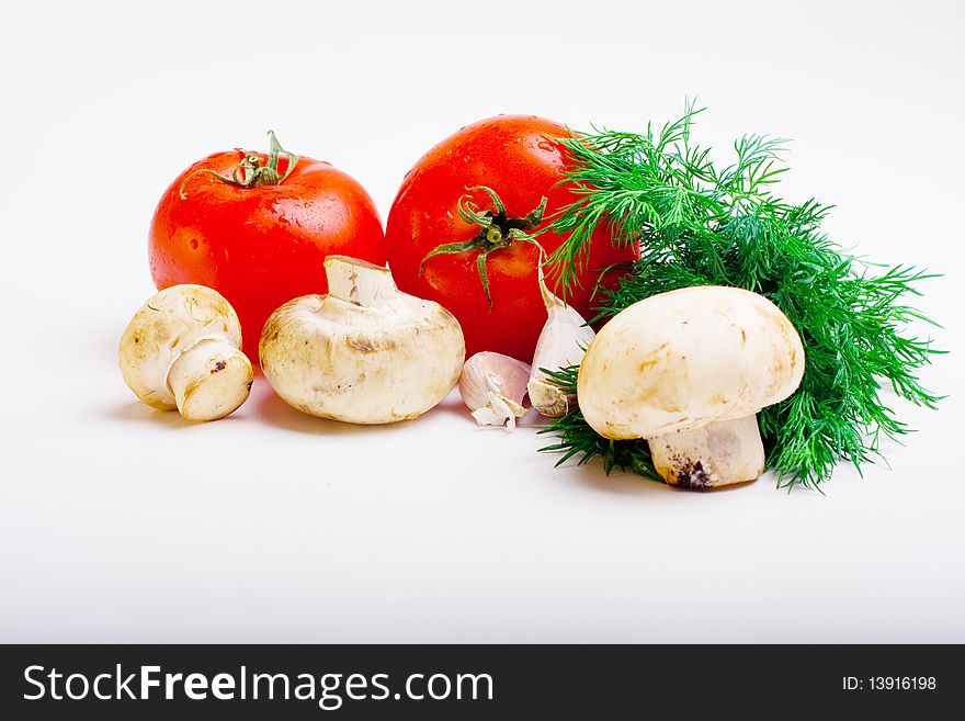 Useful vegetables for health on a white background