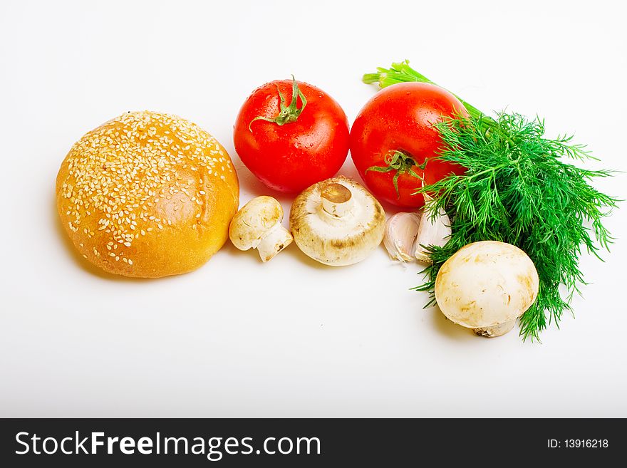 Useful vegetables for health on a white background