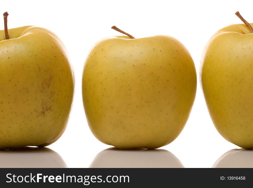 Three apples on white isolated background