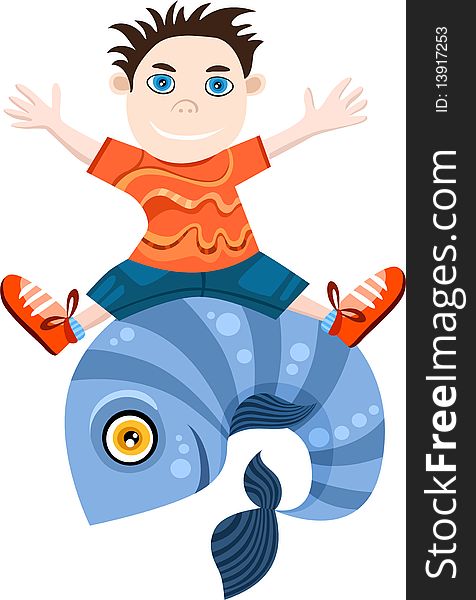 Vector illustration of a cute Pisces