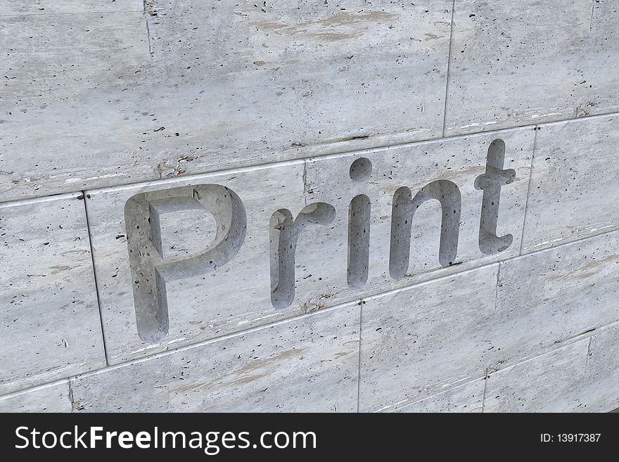 Three dimensional print letter engraving on stone