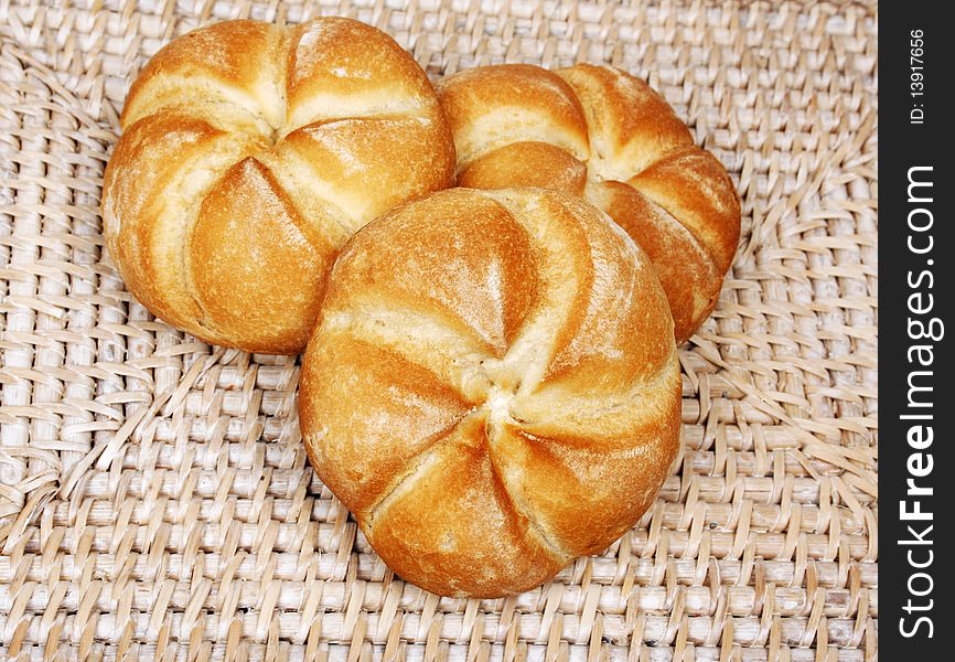 Three rolls bread in the basket
