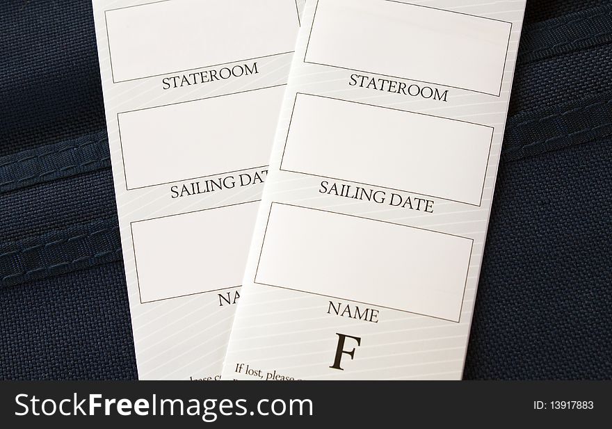 Cruise boarding packet with luggage tags. Cruise boarding packet with luggage tags