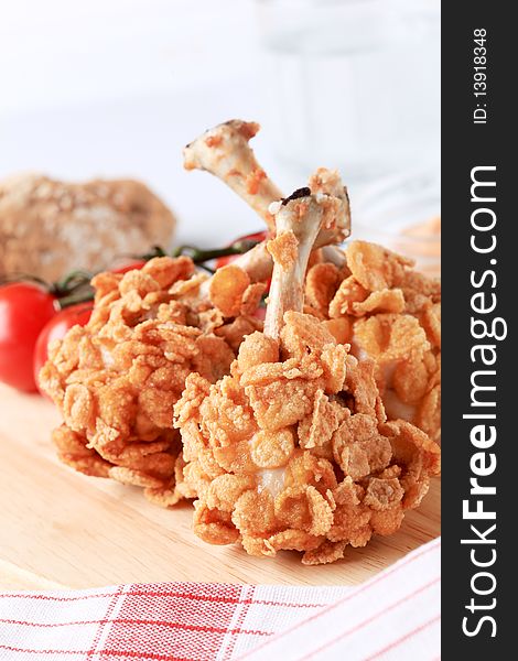 Chicken Drumsticks Coated With Corn Flakes