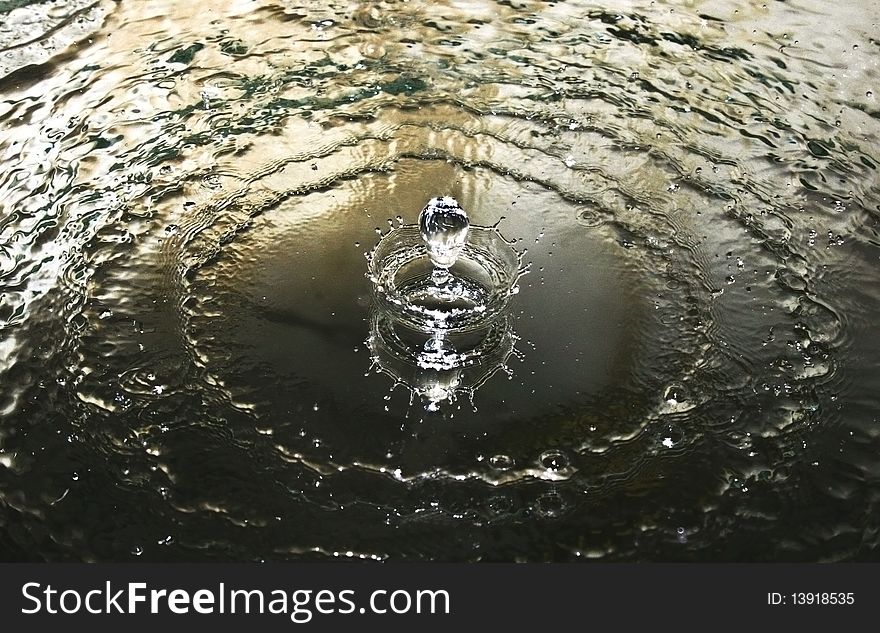 The water drop breaks about a smooth surface. The water drop breaks about a smooth surface