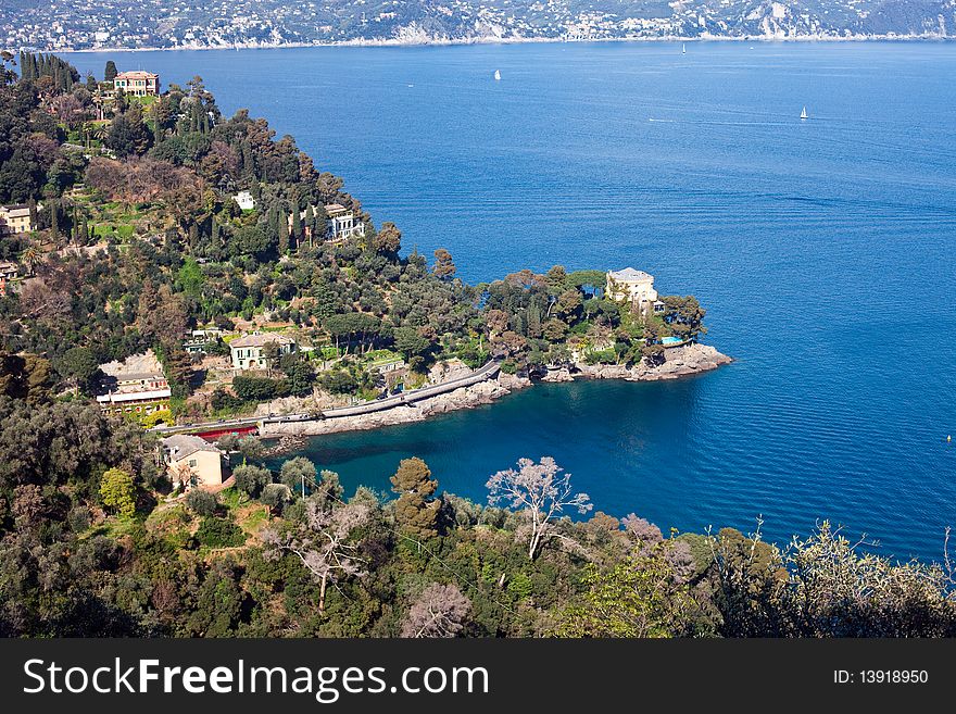 Luxury villas overlooking the Gulf of Paraggi, near Portofino. Luxury villas overlooking the Gulf of Paraggi, near Portofino