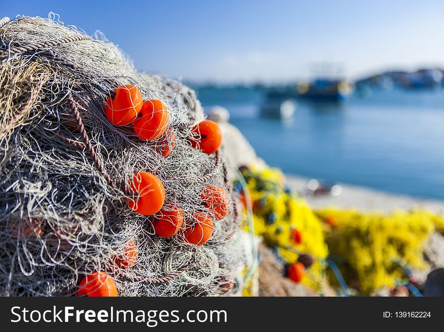 A pile of fishing nets