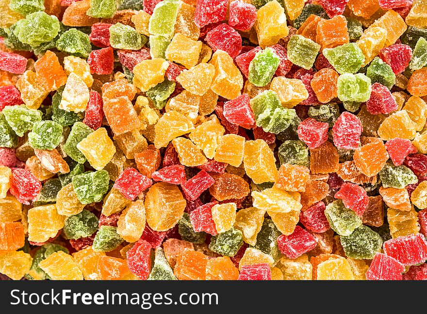 Colorful candied exotic fuits background