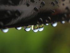 Dew Droplets On Metal Edge, Macro, Wallpaper Royalty Free Stock Image