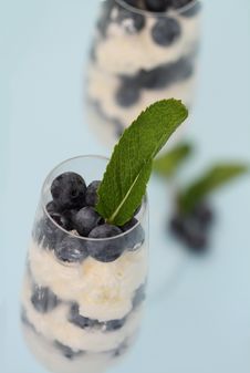 Dessert With A Blueberries And Whipped Cream Stock Image