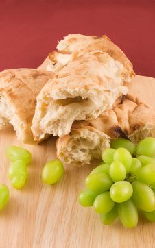 Fresh Bread With Grapes Stock Photo Fresh Bread With Grapes Stock Photo