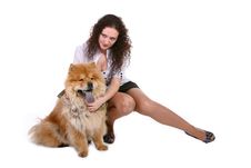 Young Woman With  Dog Stock Photo