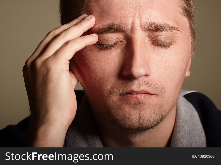 Young man thinking. studio shot