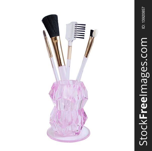 Brushes for a make-up on a white background