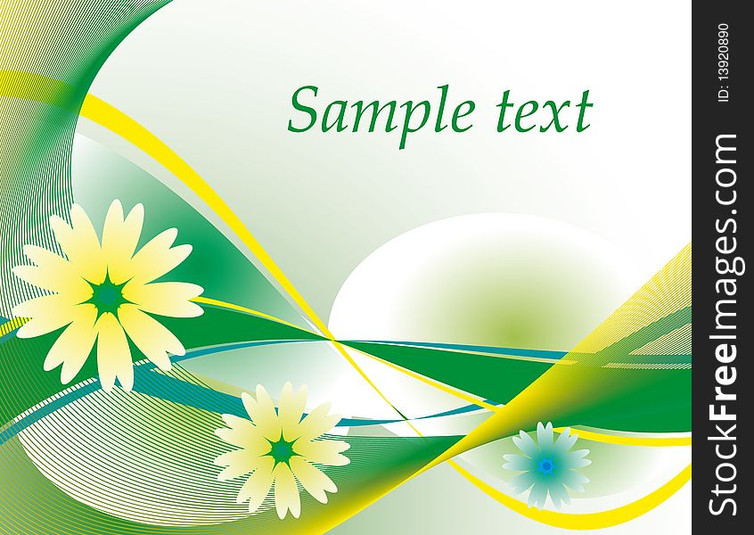 Abstract green background with flowers