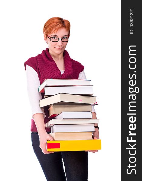 Young Woman Carries Books