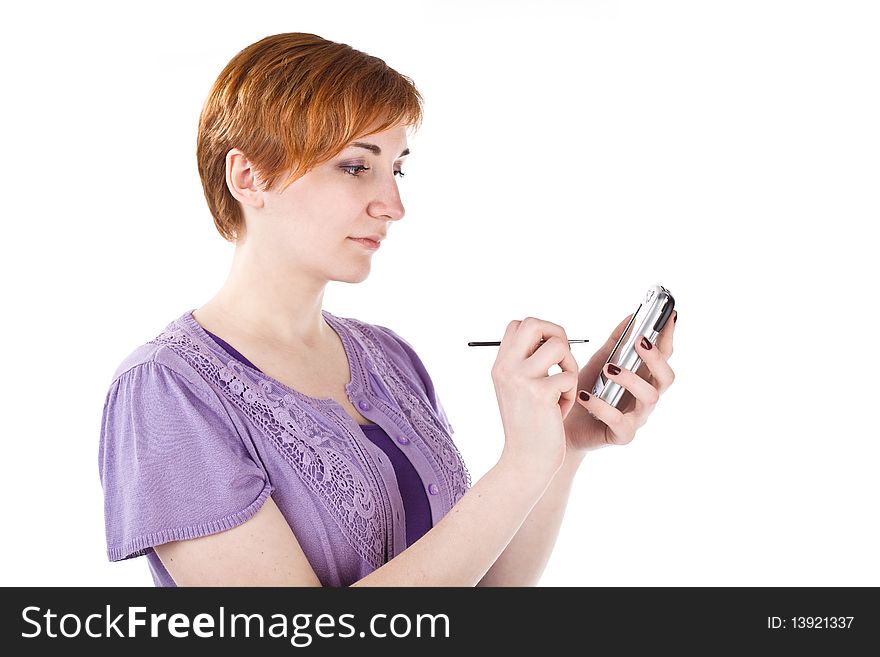 Young Woman With Palmtop