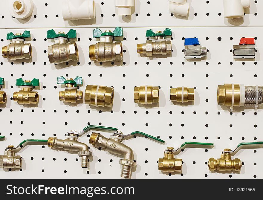 Set of water valves at the stand