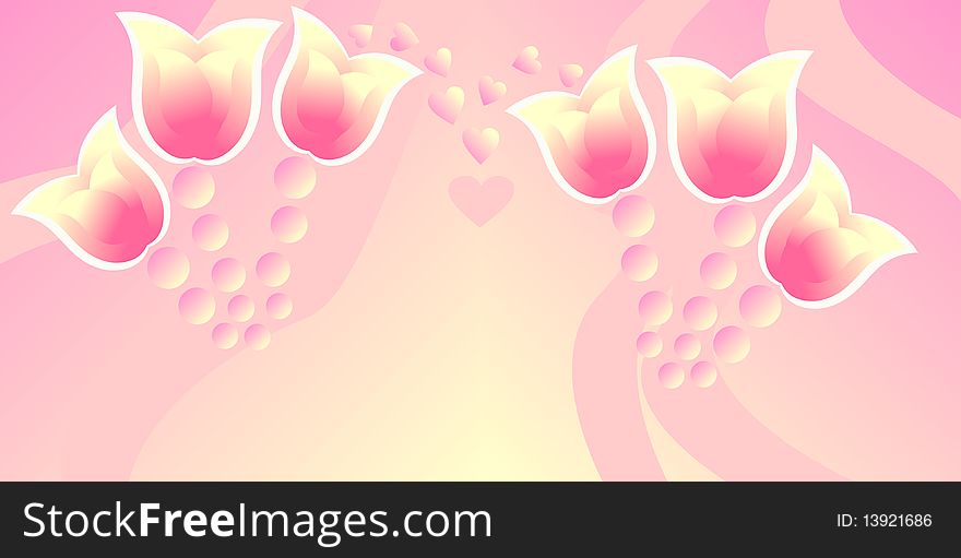 Vector background with pink tulips