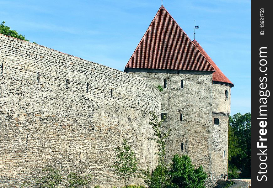 Classic buildings and city wall in Tallinn, Estonia. Classic buildings and city wall in Tallinn, Estonia