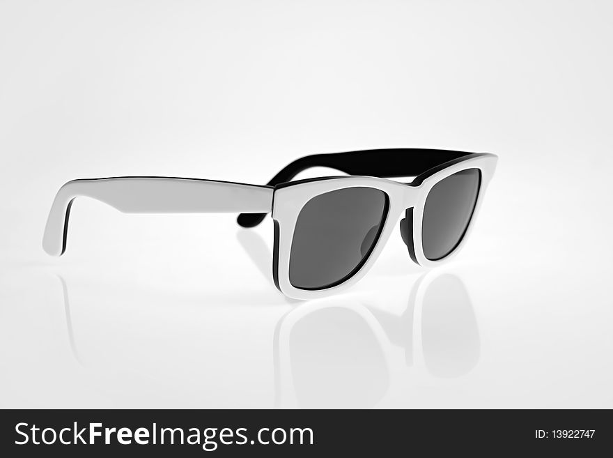 White sunglasses isolated on white background