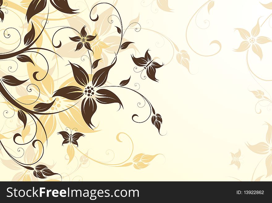 Abstract Background with flowers and butterfly for your design. Abstract Background with flowers and butterfly for your design