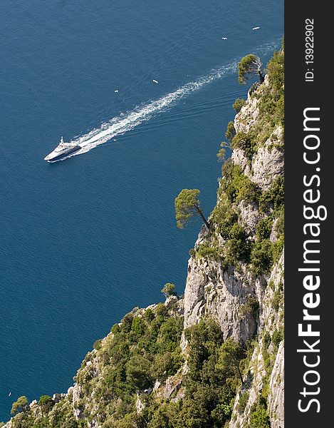 Bird's-eye view of the Capri's coast. Bird's-eye view of the Capri's coast