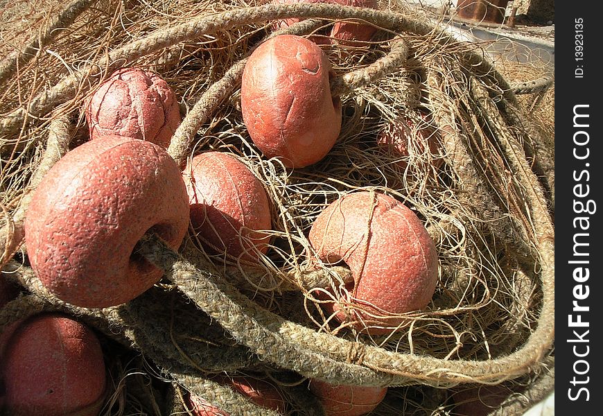 Detail of fishing nets drying