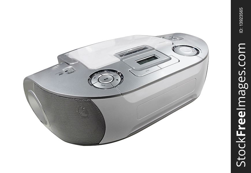 Portable radio cassette recorder with CD/MP3 player under the white background